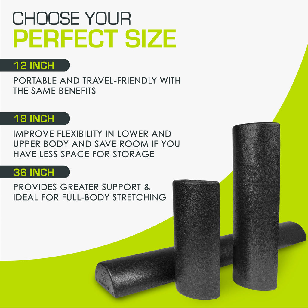 Prosourcefit High Density Half Round Foam Roller 12X3 , Black