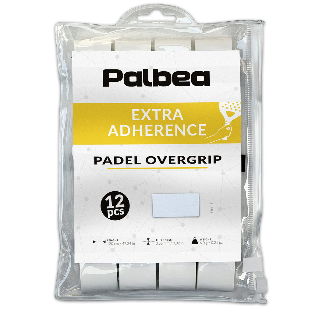 Palbea White Padel Overgrip - Pack Of 12 - Extra Grip & High Sweat Absorption - Non-Slip & Soft Touch - Perfect For Padel, Tenni