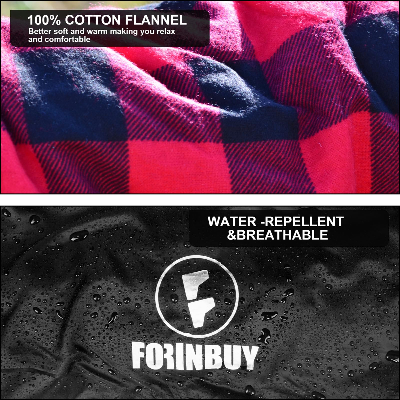 Forinbuy Cotton Flannel Sleeping Bag For Adults, Xl Cold Weather Sleeping Bags, 3-4 Season Waterproof Warm Envelope Sleeping Bag