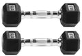 Fitvids Rubber Encased Exercise & Fitness Hex Dumbbell, Hand Weights With Anti-Slip Metal Handle For Home Gym, Multiple Sizes