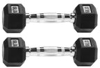 Fitvids Rubber Encased Exercise & Fitness Hex Dumbbell, Hand Weights With Anti-Slip Metal Handle For Home Gym, Multiple Sizes