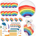 HyDren 18 Set End of The Year Gifts Rainbow Flying Disc Foldable Fans Bulk with Inspirational Card Organza Bag Beach Flying Disc