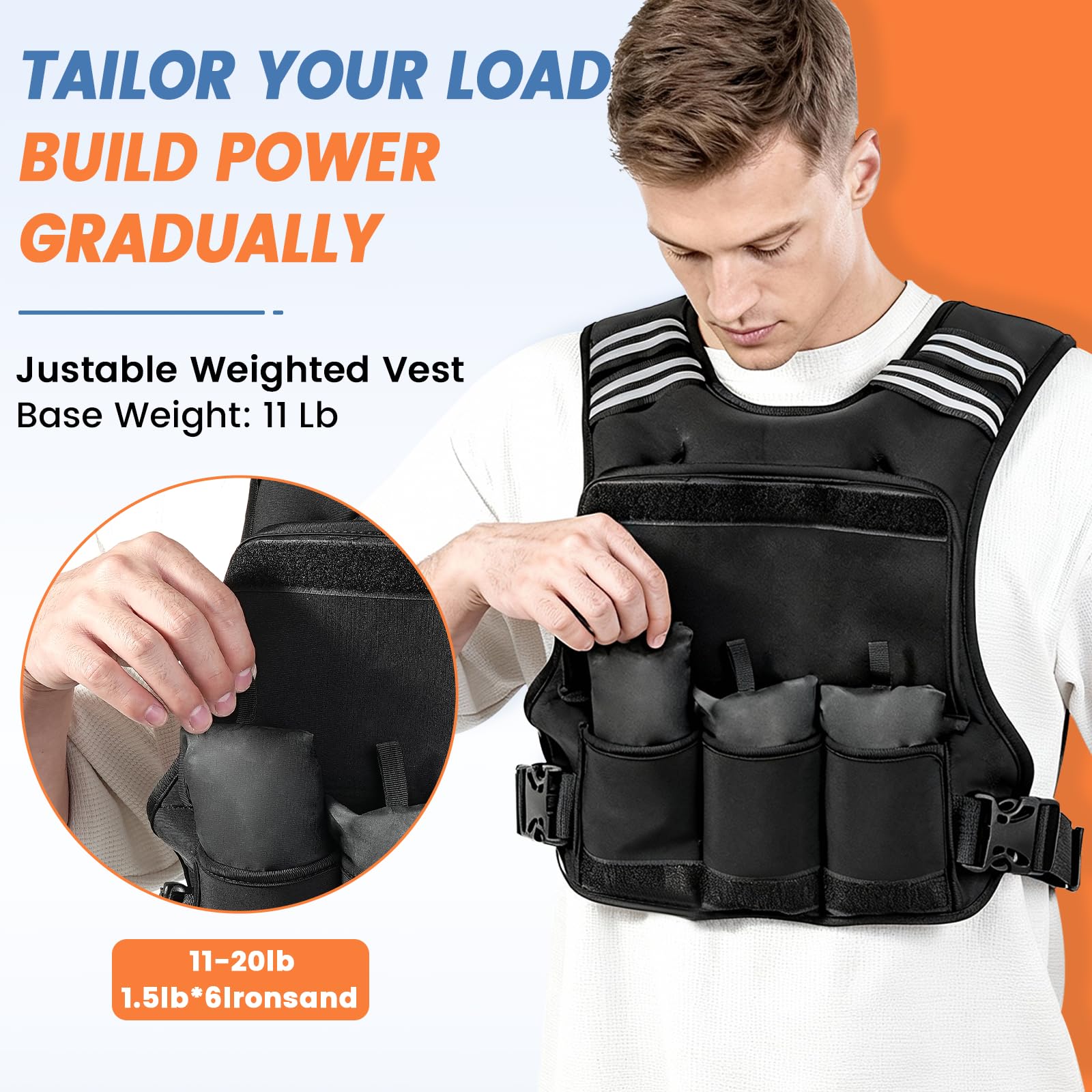 FUFF Weighted Vest Woman, 11-20 Lb Adjustable Weight Vest for Women Men, Female Strength Training Body Vest for Walking Exercise