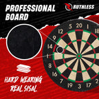 Ruthless Mini Dart Board Set  Miniature Desk Top Darts And Dart Board Set For Home And Office Includes A Set Of Mini Steel Tip D