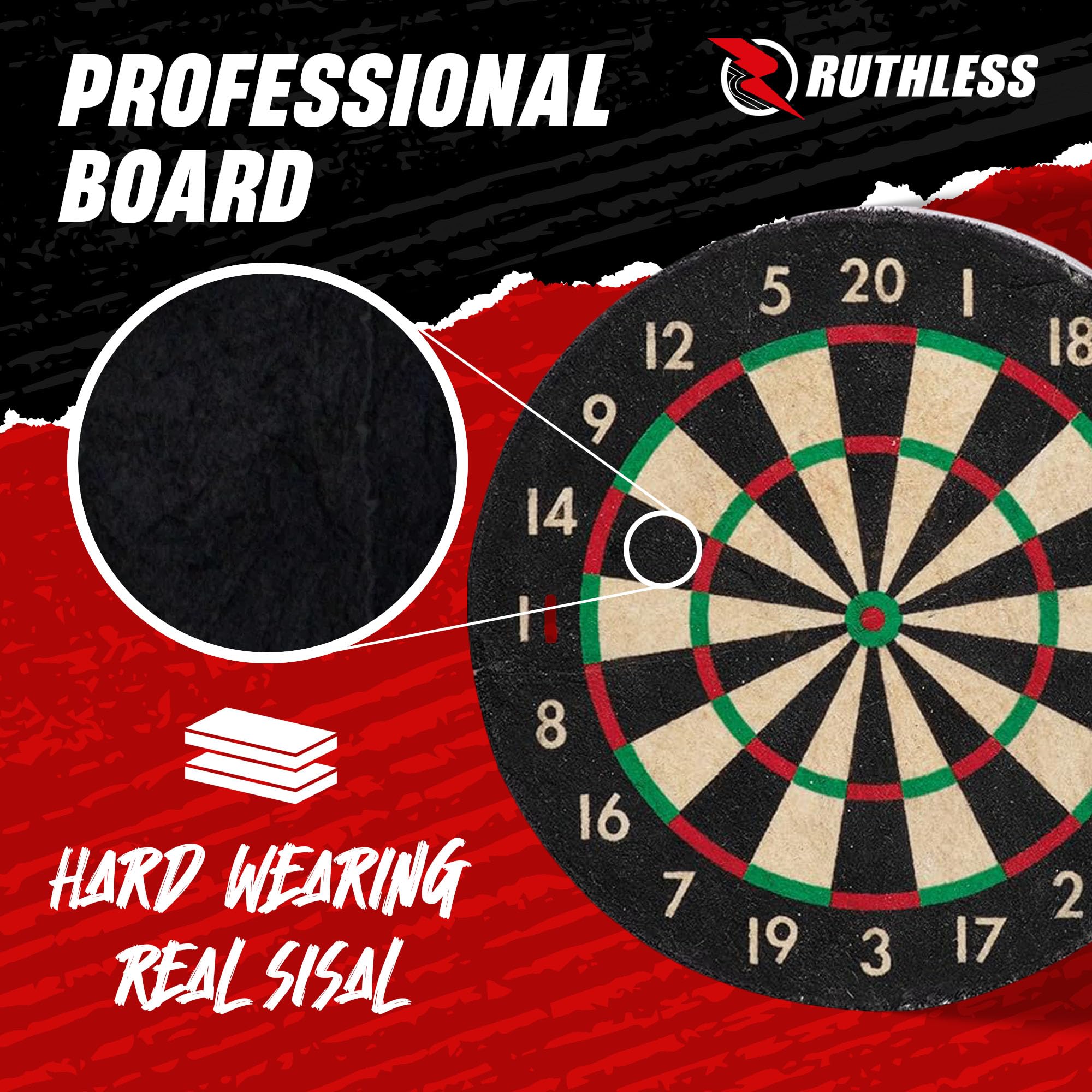 Ruthless Mini Dart Board Set  Miniature Desk Top Darts And Dart Board Set For Home And Office Includes A Set Of Mini Steel Tip D