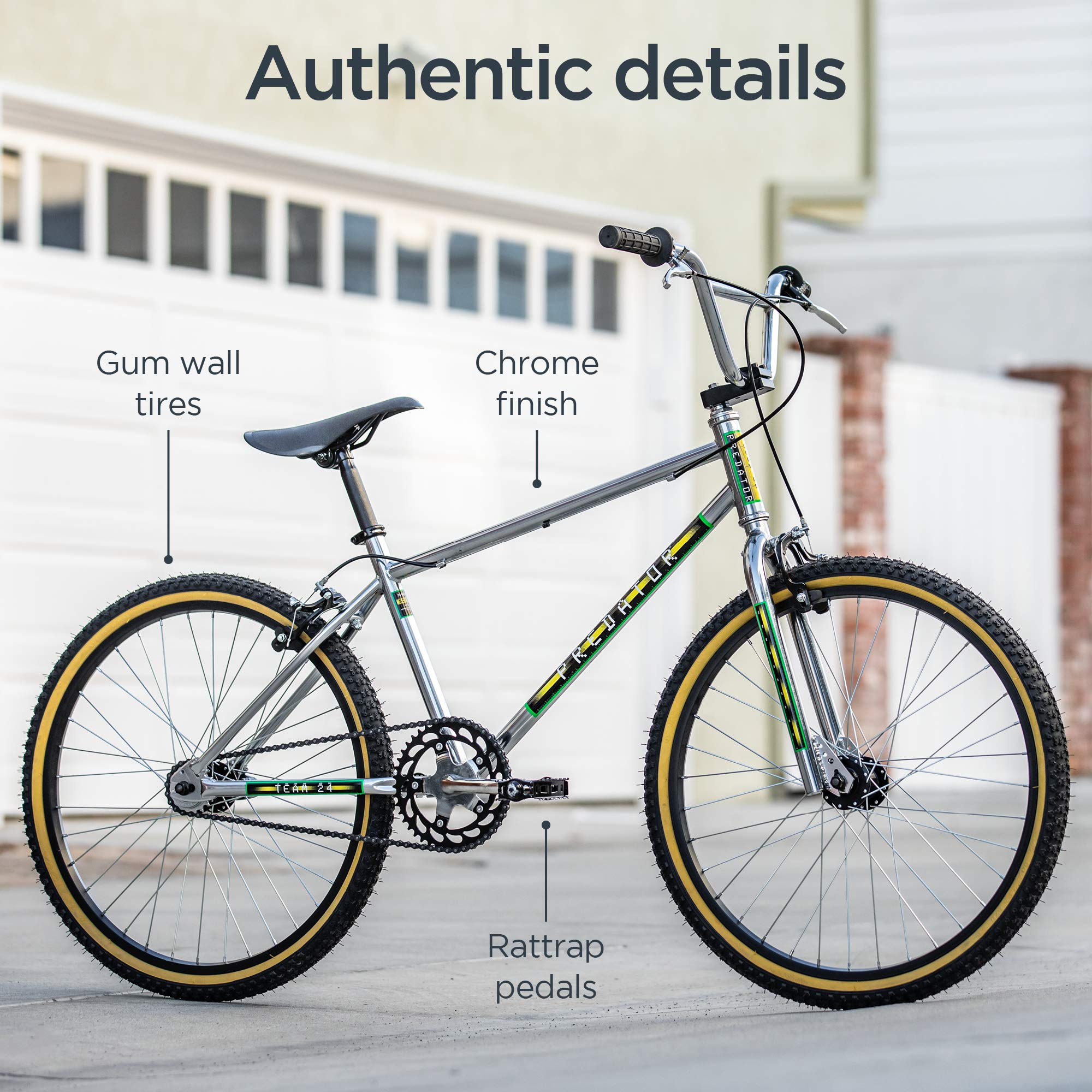 Schwinn Predator Team 24 Freestyle BMX Bike, Throwback 1983 Design, Single-Speed Drivetrain, Hi-Ten Steel Frame, Rattrap Pedals,