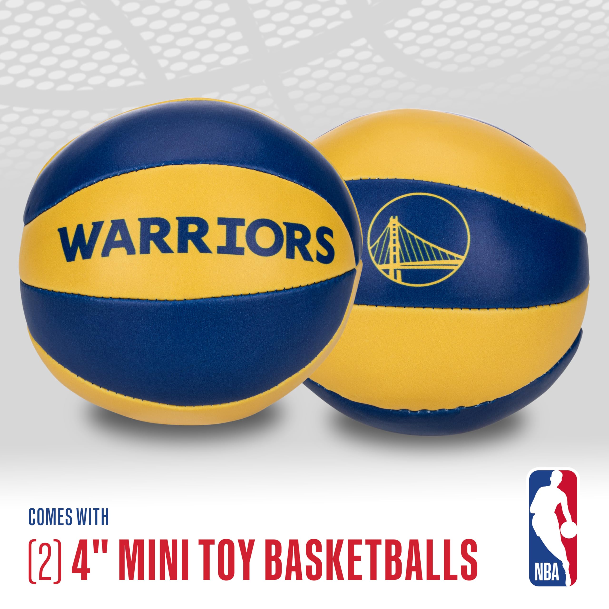 Franklin Sports Nba Golden State Warriors Toy Basketballs - 2 Pack Of Kids Soft Mini Basketballs For Over The Door + Indoor Hoop