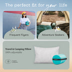 Coop Home Goods Original Adjustable Travel Pillow And Waterproof Pillow Protector Grey Bundle With Compressible Stuff Sack, Medi