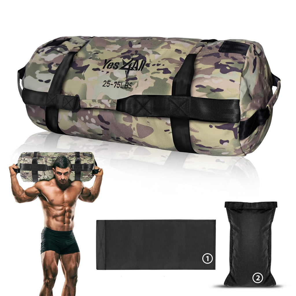 Yes4All Workout Sandbags, Heavy Duty Sandbags For Fitness, Conditioning, Mma & Combat Sports - Camouflage - M