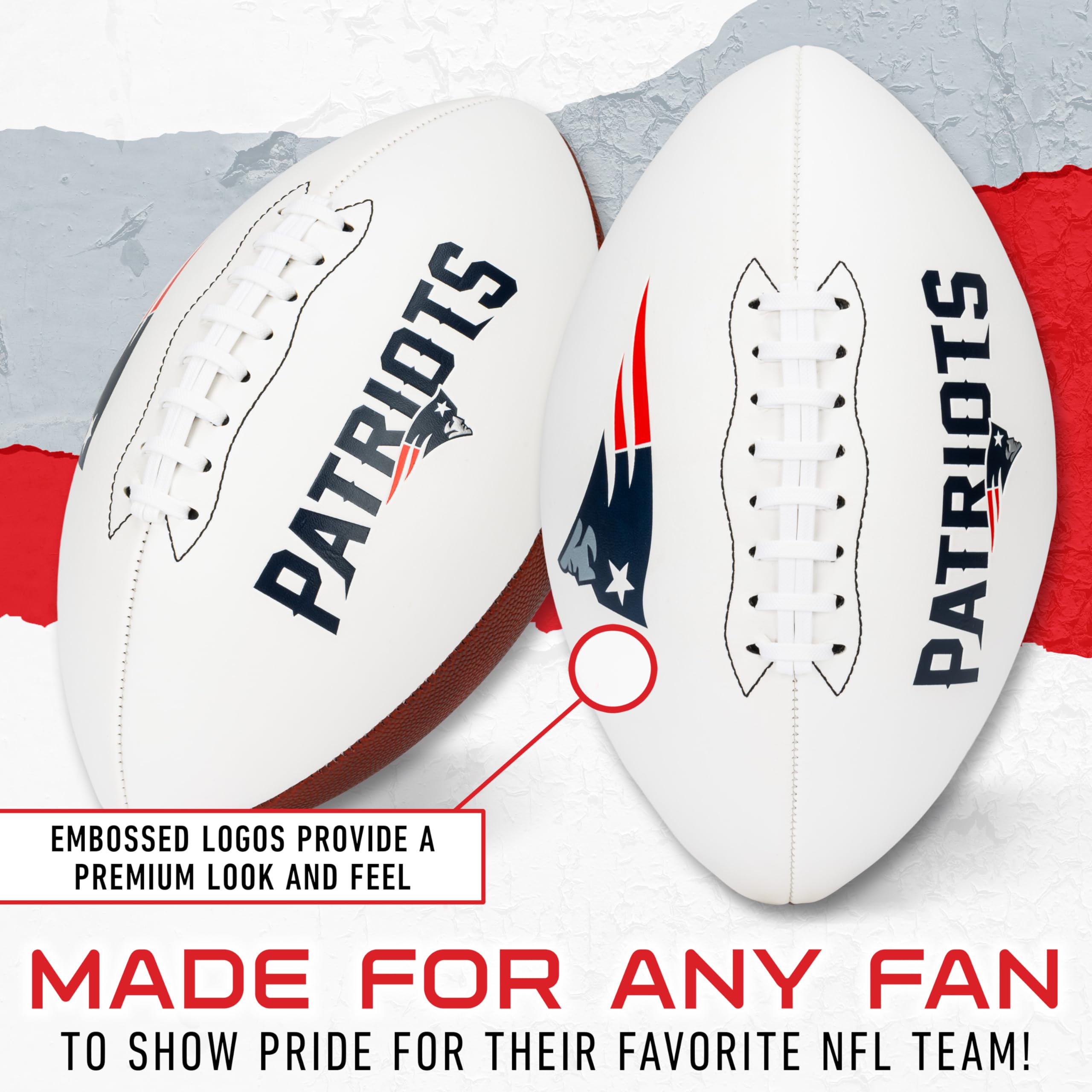 Franklin Sports Nfl New England Patriots Autograph Football - Official Size White Panel Souvenir Football For Autographs + Signa