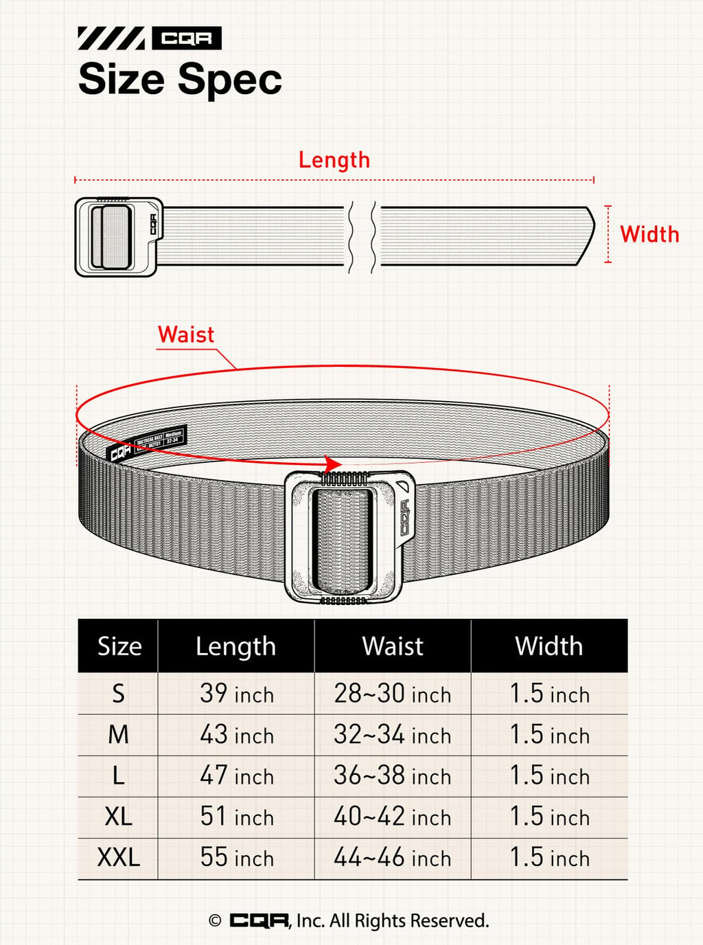Cqr Tactical Belt, Military Style Heavy Duty Belt, Webbing Edc Quick-Release Buckle, Plastic Flip Tab Green, Xx-Large