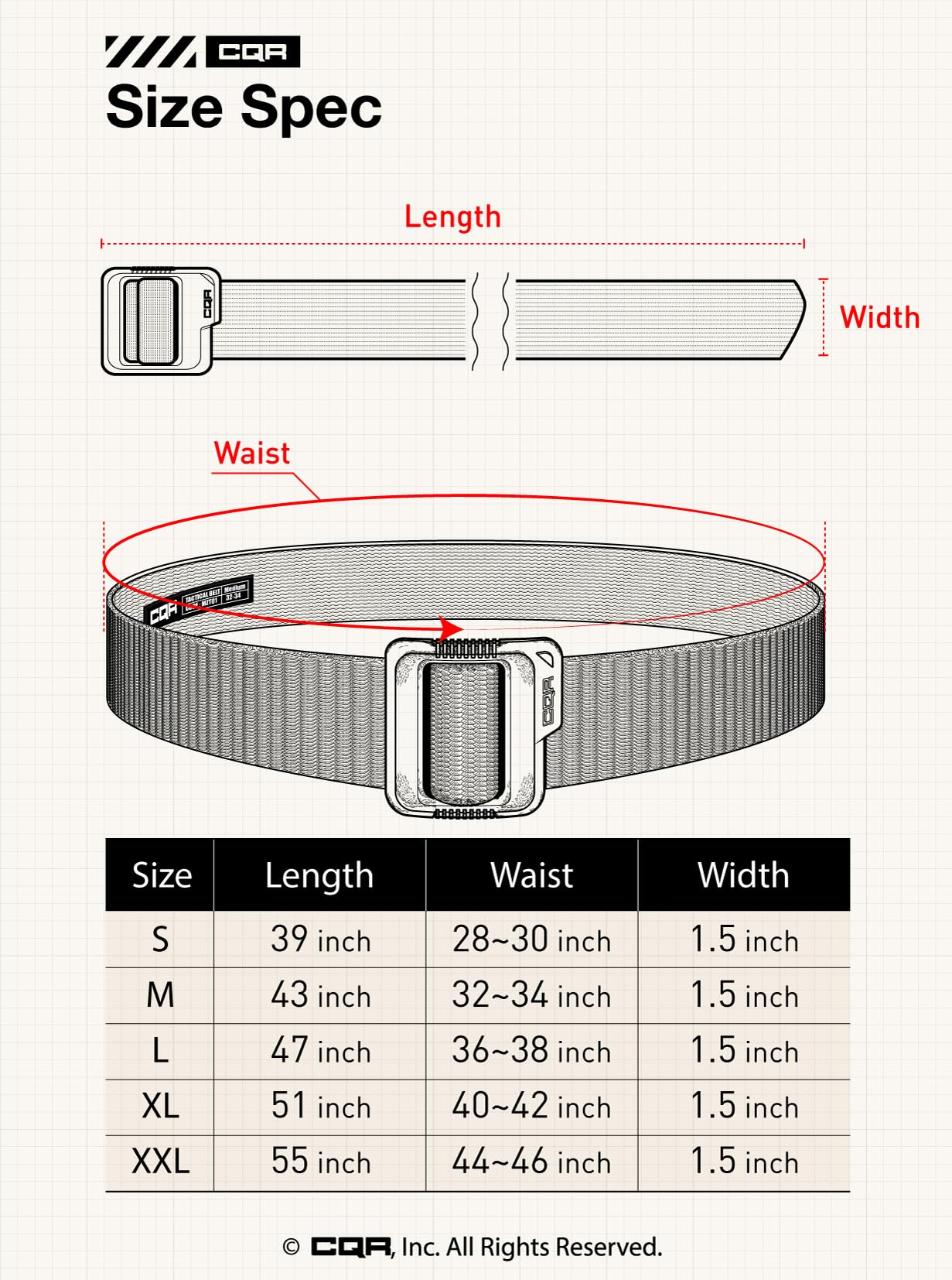 Cqr Tactical Belt, Military Style Heavy Duty Belt, Webbing Edc Quick-Release Buckle, Plastic Flip Tab Green, Xx-Large