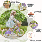 Glerc Little Molly 12 Inch Kids Bike, Retro Cruiser Girls Bicycle for Children Ages 2-4 Years Old, Toddler Bike with Wicker Bask