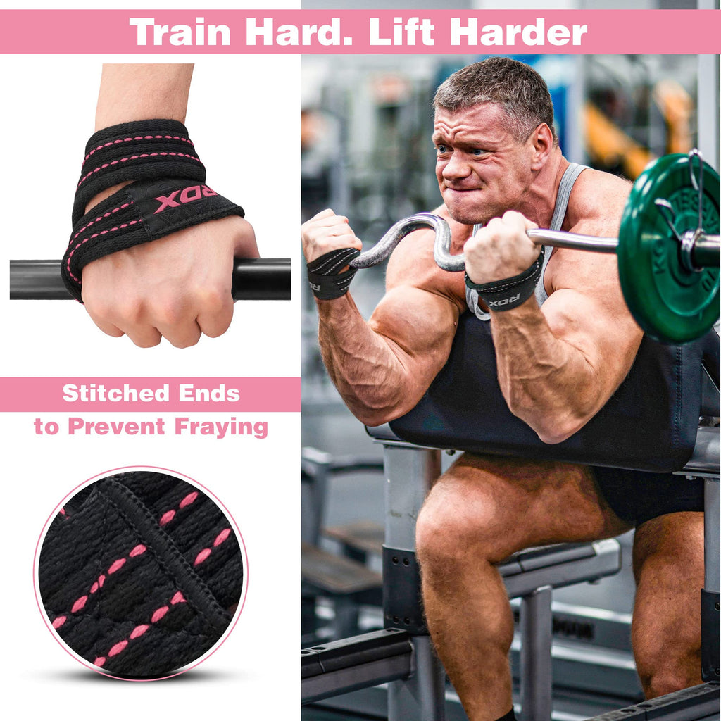 Rdx Weight Lifting Straps Figure 8, Anti Slip Strap With Cuffs Wrist Support For Gym Workout Deadlift Powerlifting Bodybuilding