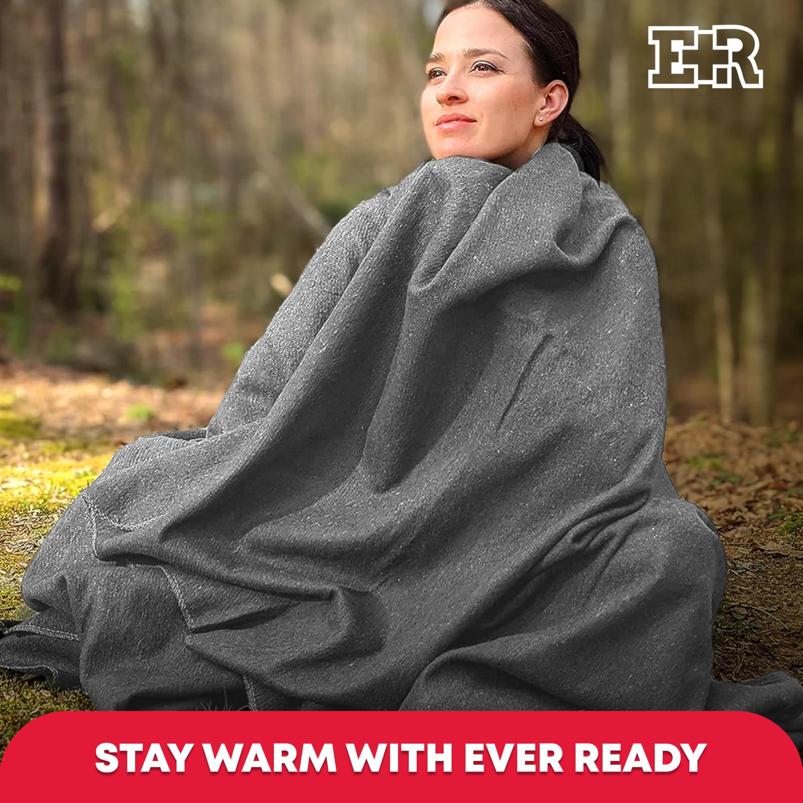 Military Wool Blanket - 95% Wool, Washable, Perfect For Outdoors, Camping, Picnics, Travel, Car & Bushcraft Emergency Blanket, 9