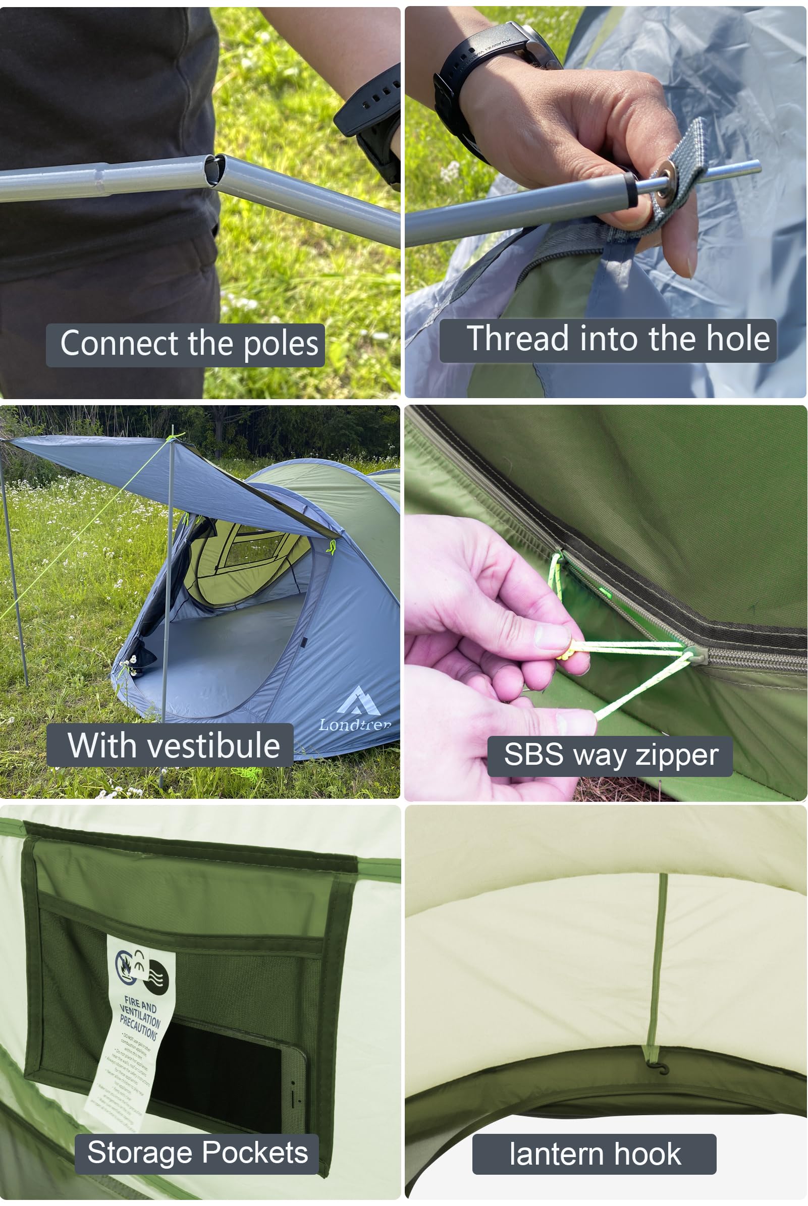 4-5 Person Easy Pop Up Tent Waterproof Automatic Setup 2 Doors-Instant Family Tents For Camping Hiking & Traveling
