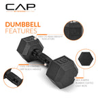 CAP Barbell 210 LB Black Handle Coated Hex Dumbbell Weight Set with Vertical Silver Rack