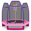 GYMAX Trampoline for Kids, 7FT Toddler Trampoline with Safety Enclosure Net & Seamless Spring Pad, Heavy Duty Small Indoor/Outdo