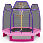 GYMAX Trampoline for Kids, 7FT Toddler Trampoline with Safety Enclosure Net & Seamless Spring Pad, Heavy Duty Small Indoor/Outdo
