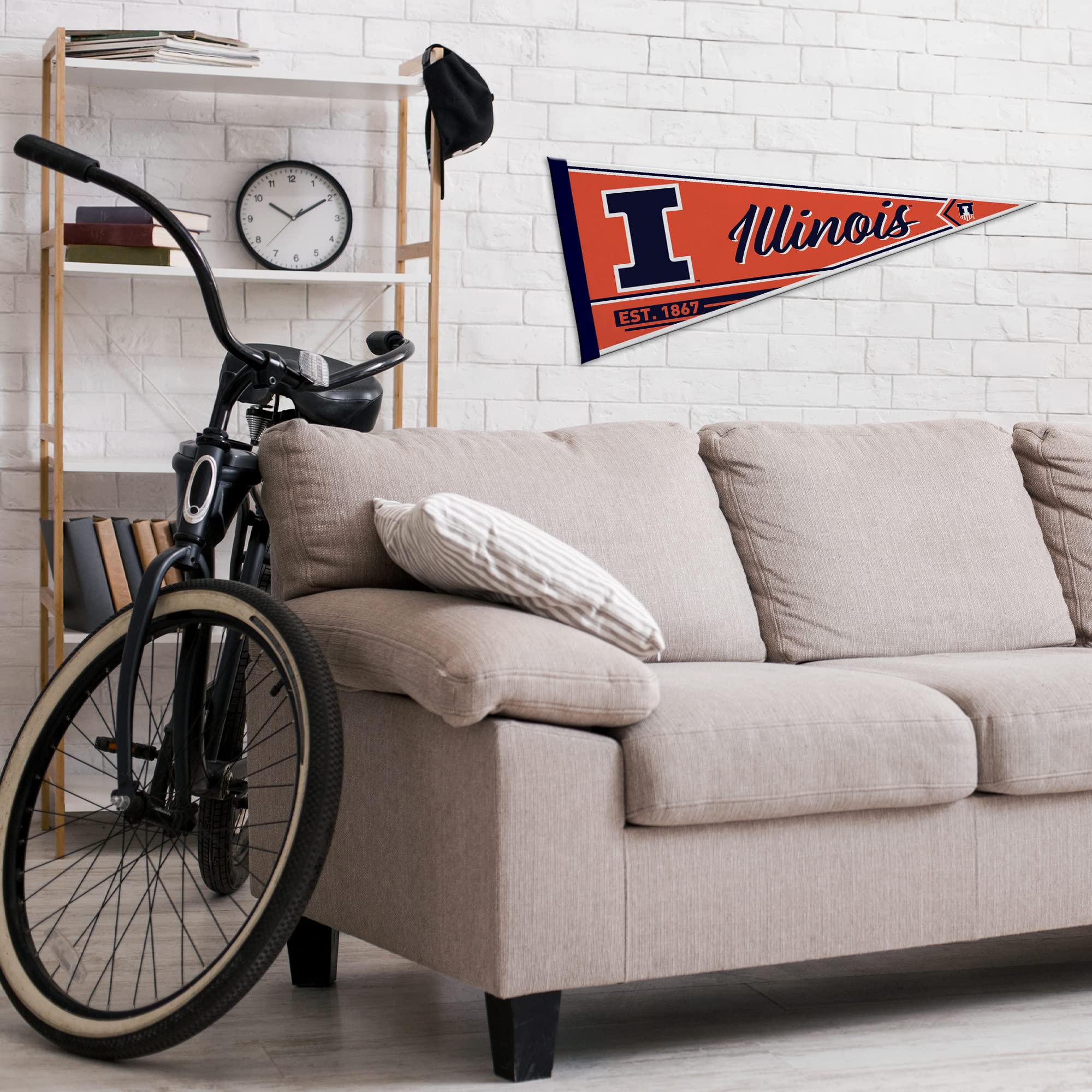 Rico Industries Ncaa Illinois Fighting Illini Classic 12'' X 30'' Felt Wall D  Cor Pennant - Great For Home/Bed Room/Man Cave D