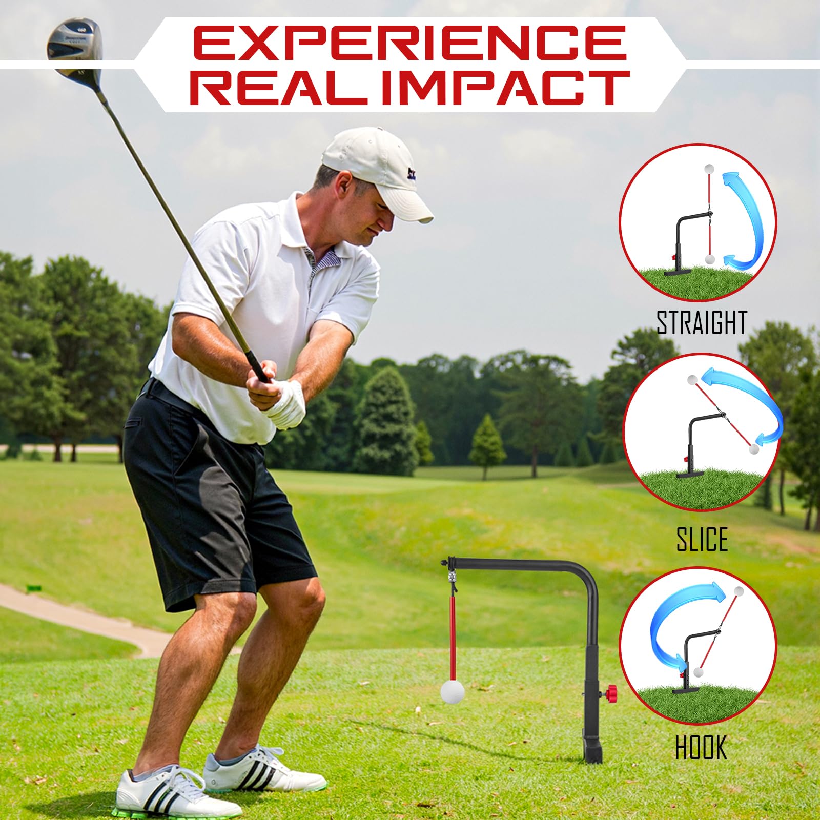 Kidzies Golf Swing Trainer Aid - Durable Iron Golf Practice Swing Groover & Hitting Training Aid - Golf Accessories For Any Leve