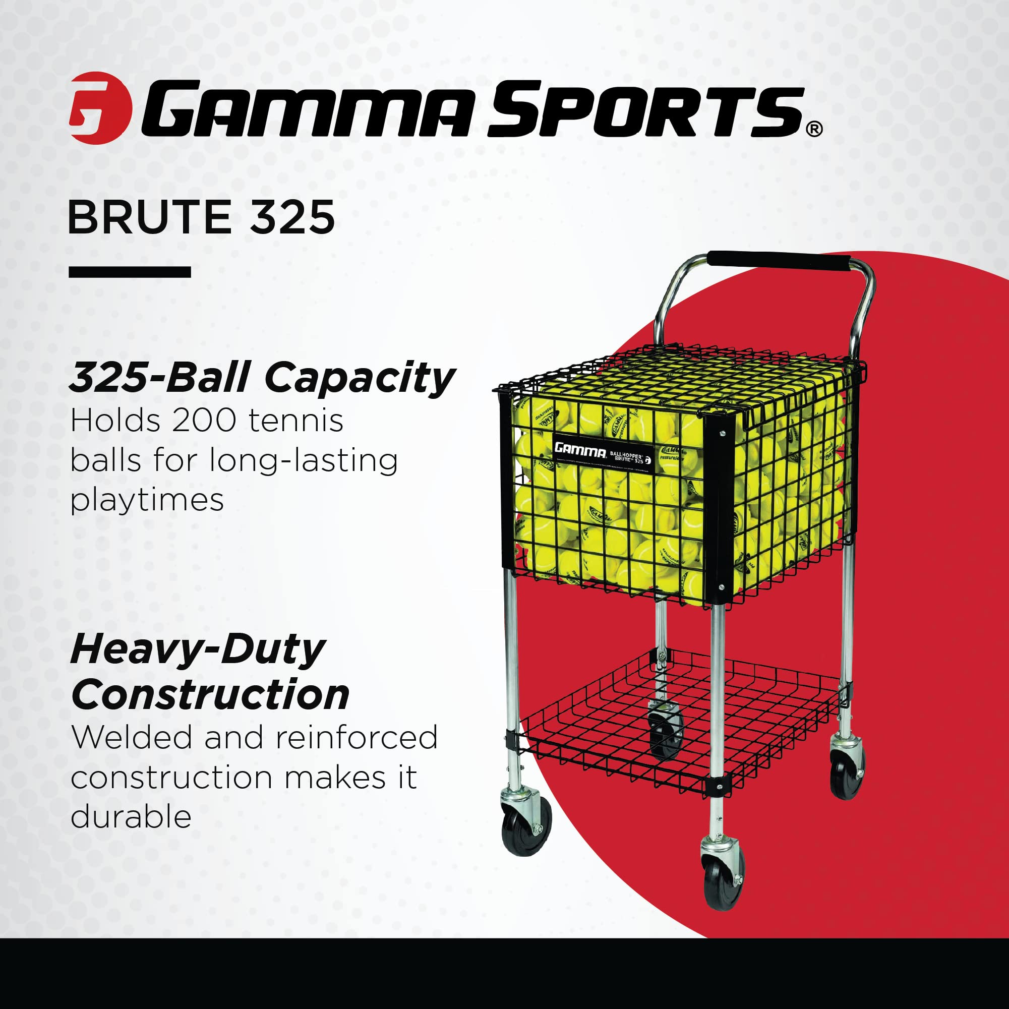 Gamma Ballhopper Brute Teaching Cart 325, Black