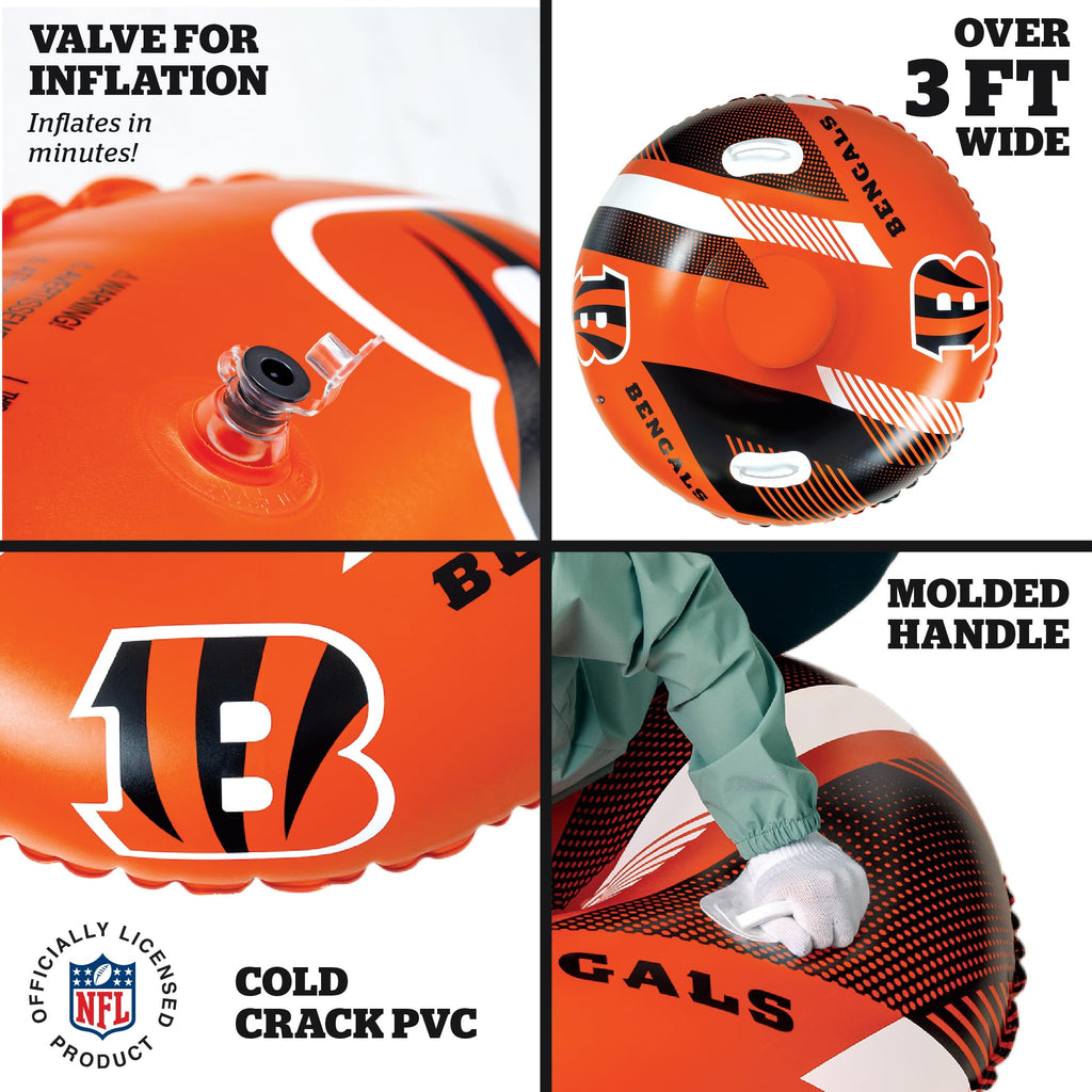 Nfl Snow Tube, Heavy Duty Inflatable Sled For Tubing, Fun Winter Toys For Kids & Adults, Football Gifts For Boys - Cincinnati Be