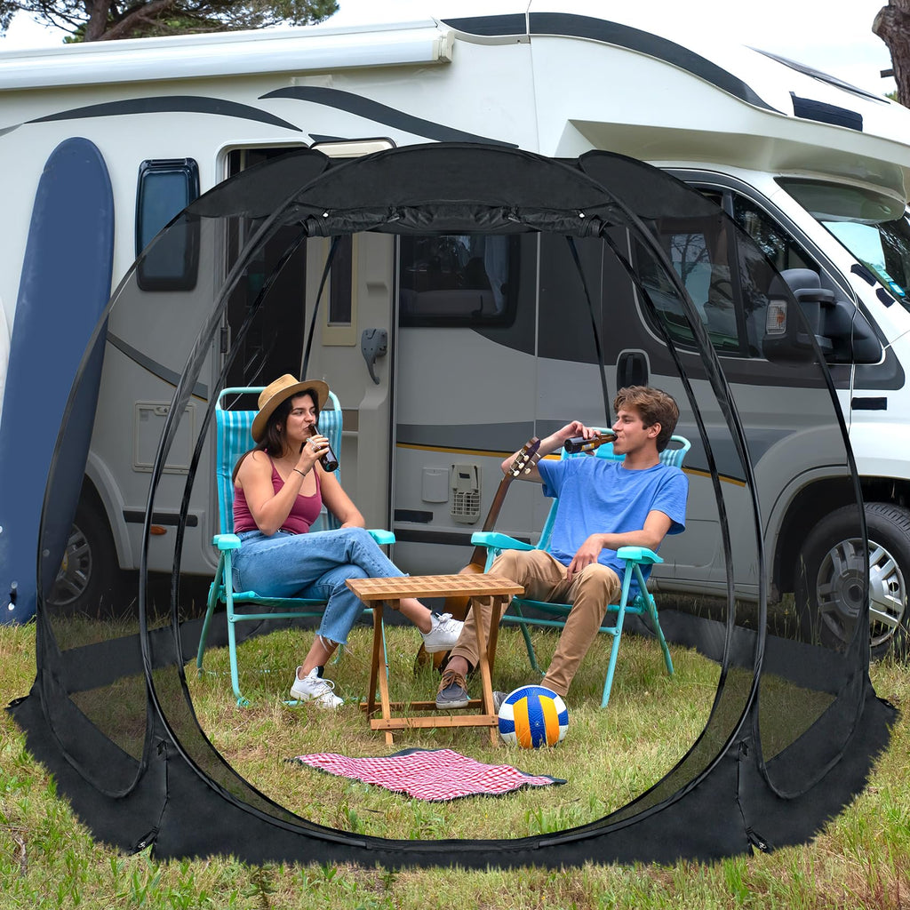 Alvantor Pop Up House Tent, Outdoor Canopy Tent With Uv Resistant, Easy Up Foldable Screen House For Camping Garden, Black, 12 X