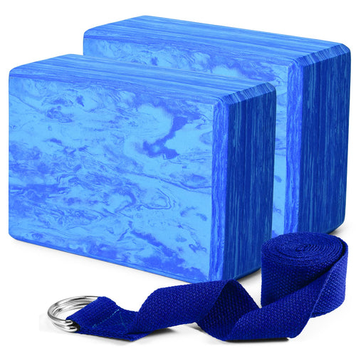 2pcs Yoga Blocks with 1pcs Stretching Strap for Yoga Pilates Imp Strength Aid nce and Flexibility Huaishu