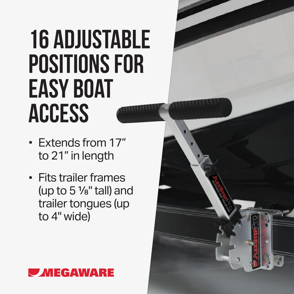 Megaware Flexstep Pro Adjustable Boat Trailer Step - Easy To Attach - Provides Additional Access Point, 16 Adjustable Positions,
