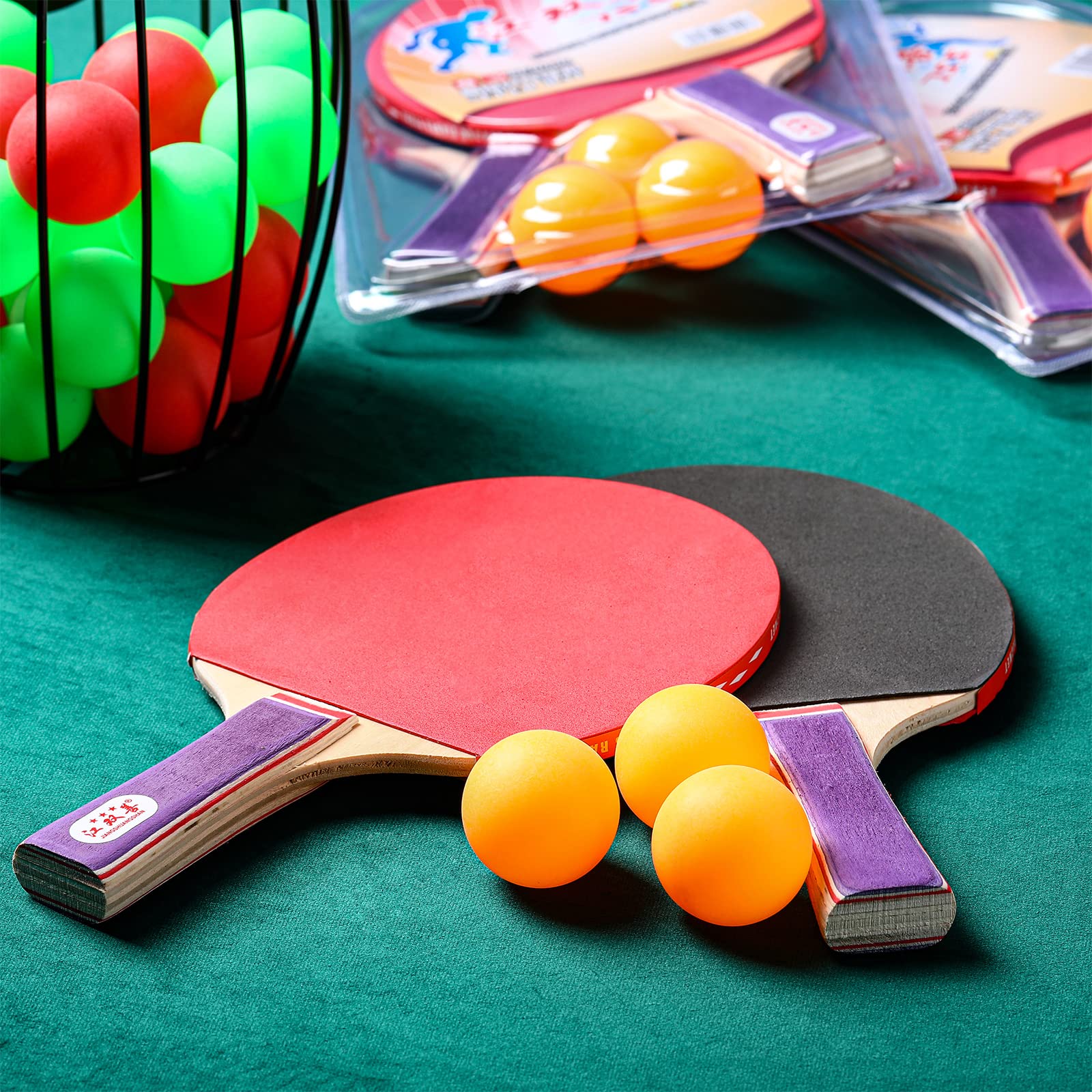 Outus 4 Set Portable Table Tennis Set Table Tennis Paddle Kit 8 Table Tennis Paddles And 12 Balls Table Tennis Racket Player Set