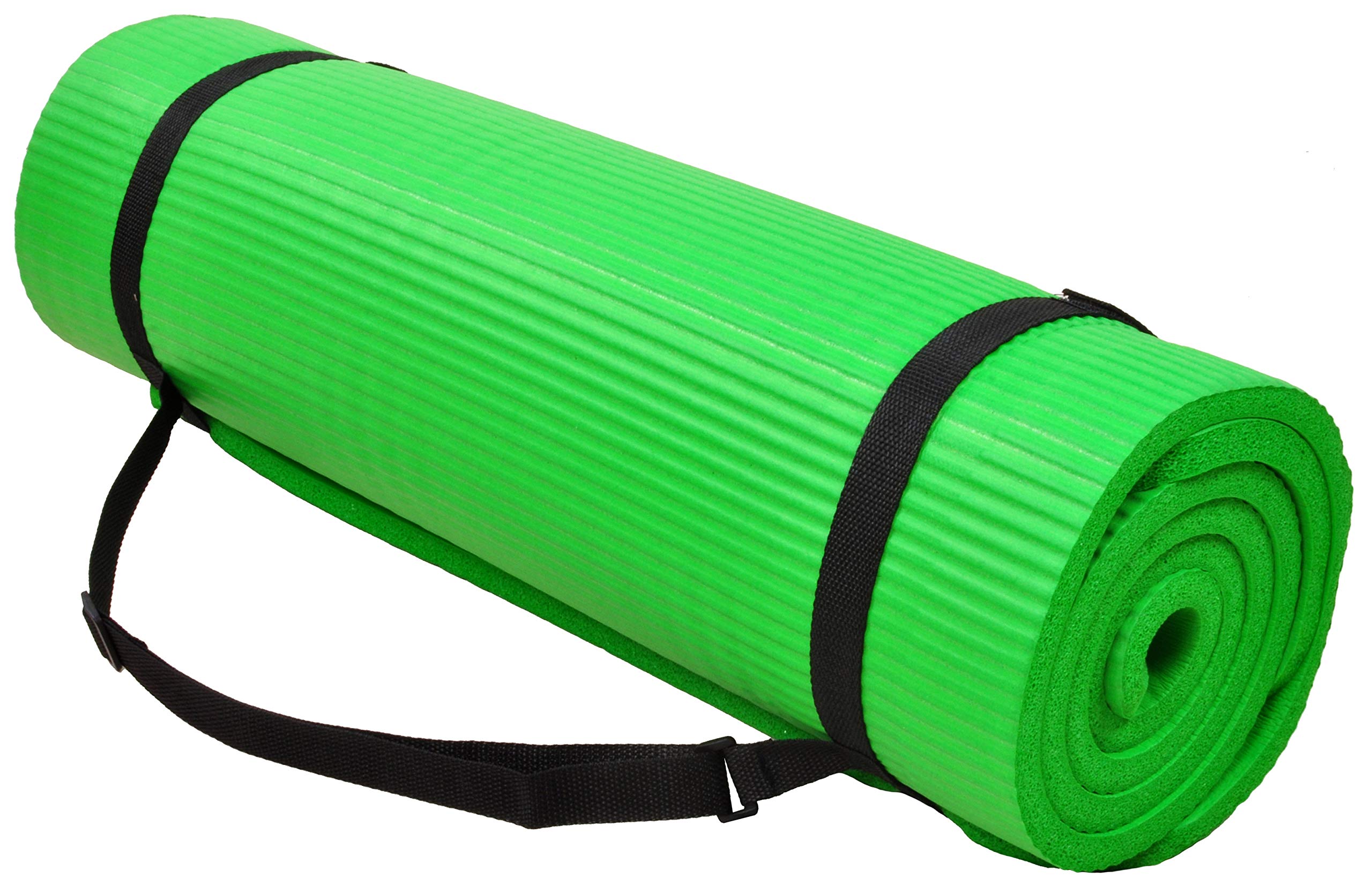 Fitvids All Purpose 1/2-Inch Extra Thick High Density Anti-Tear Exercise Yoga Mat And Knee Pad With Carrying Strap And Yoga Bloc