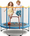 60  Kids Trampoline with Safety Net - 440lbs Capacity, Upgraded Rust-Proof Ring Legs, Adjustable Gymnastics Bar & Toys - Indoor 