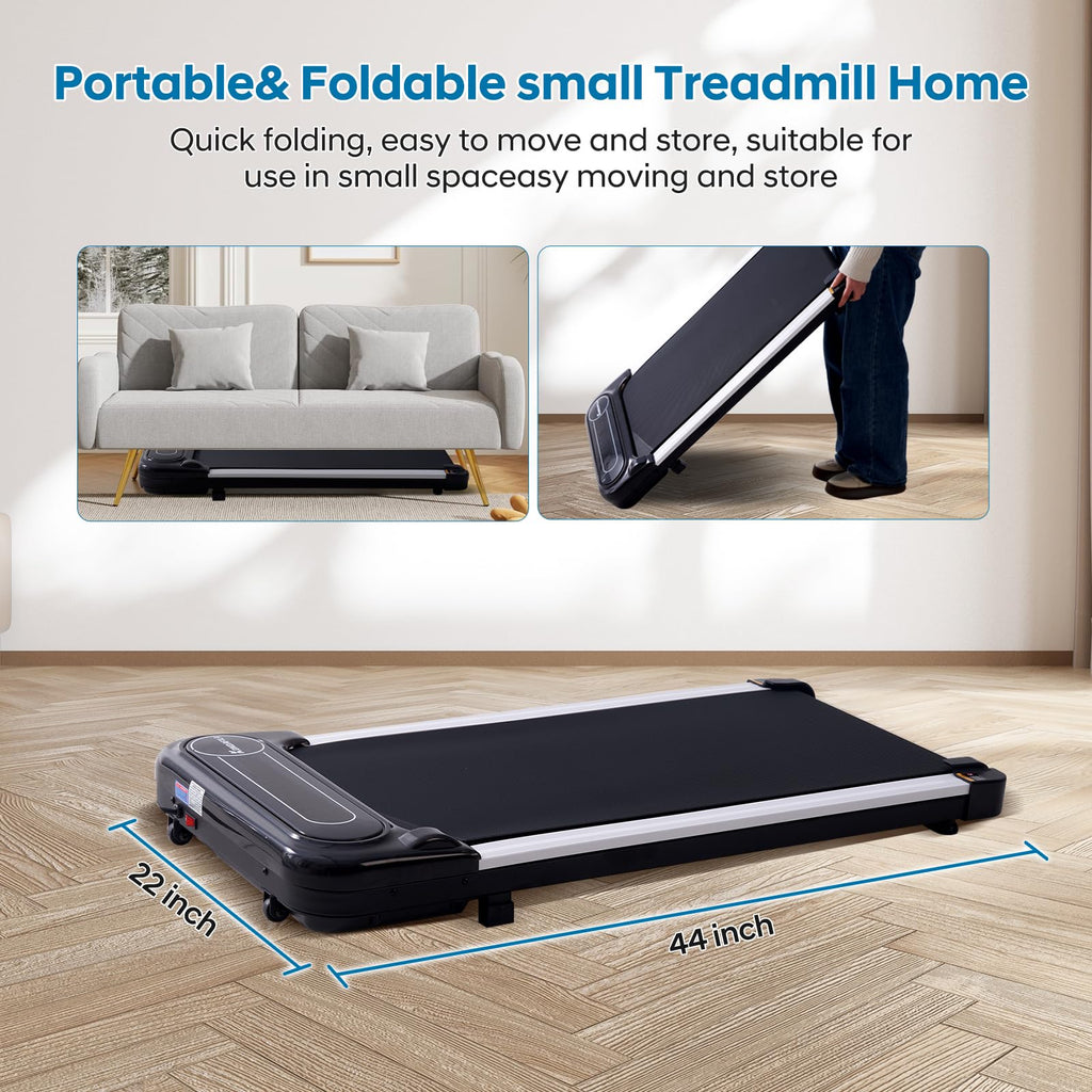 Electric Treadmills For Home Small, 2.5Hp Portable Walking Pad Treadmill, Under Desk Treadmill With Remote Control, Compact Home