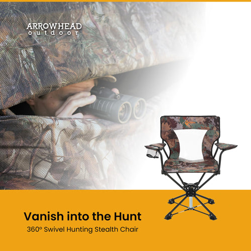 Arrowhead Outdoor 2-Pack 360 Swivel Hunting Chair Stool Seat, Perfect For Blinds, No Sink Feet, Supports Up To 450Lbs, Carrying
