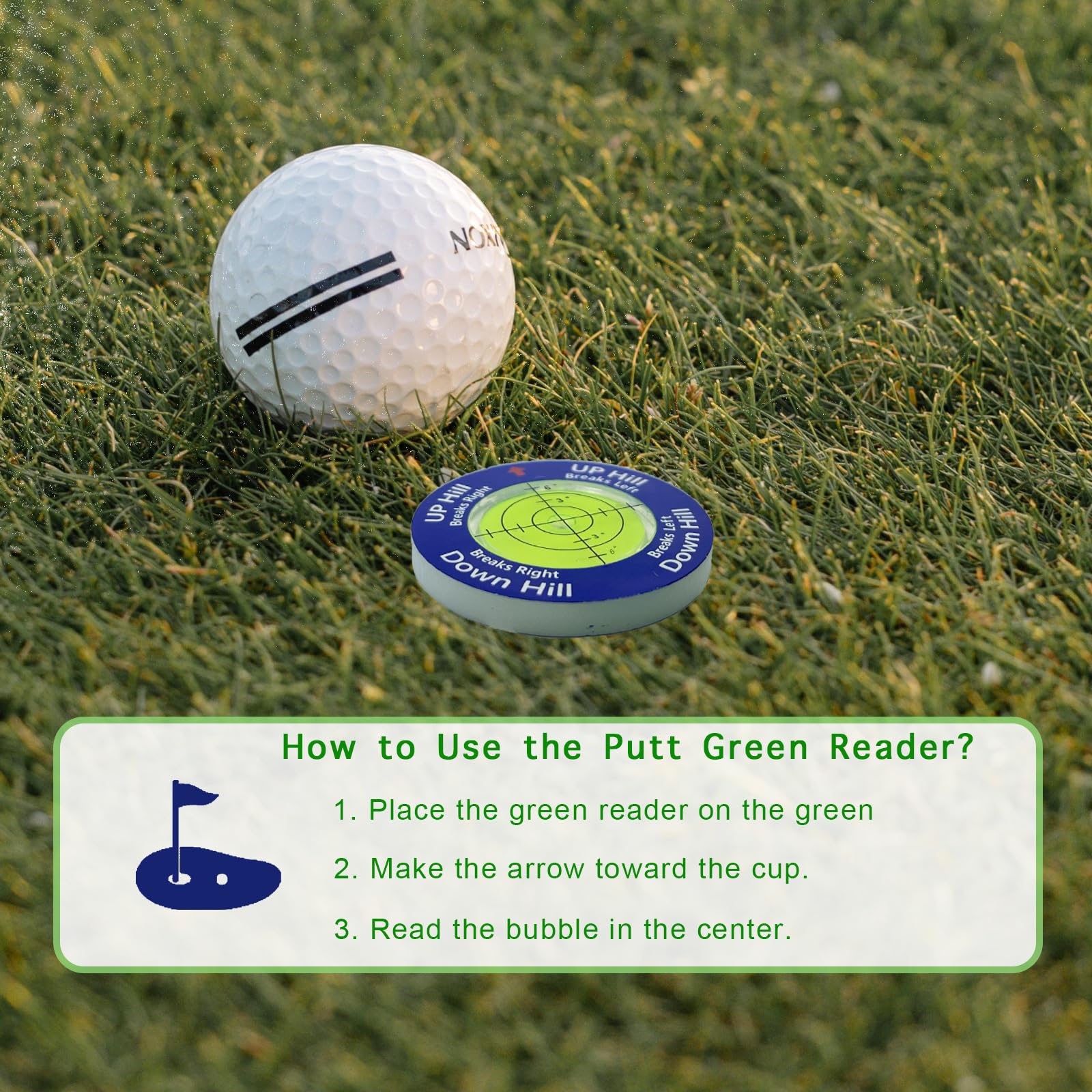 Keopuals Golf Green Reader - Golf Ball Markers With Level Golf Accessories Golf Putting Green Reading Aid Bubble Golf Training T