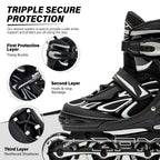 2PM SPORTS Vinal Girls Adjustable Flashing Inline Skates, All Wheels Light Up, Fun Illuminating Skates for Kids and Men - Silver