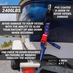 Boat Tie Down Straps To Trailer (Pack Of 2) - 2,400Lbs Break - 1'' X 4    Heavy Duty Ratchet Boat Straps - Uv Treated Boat Trans