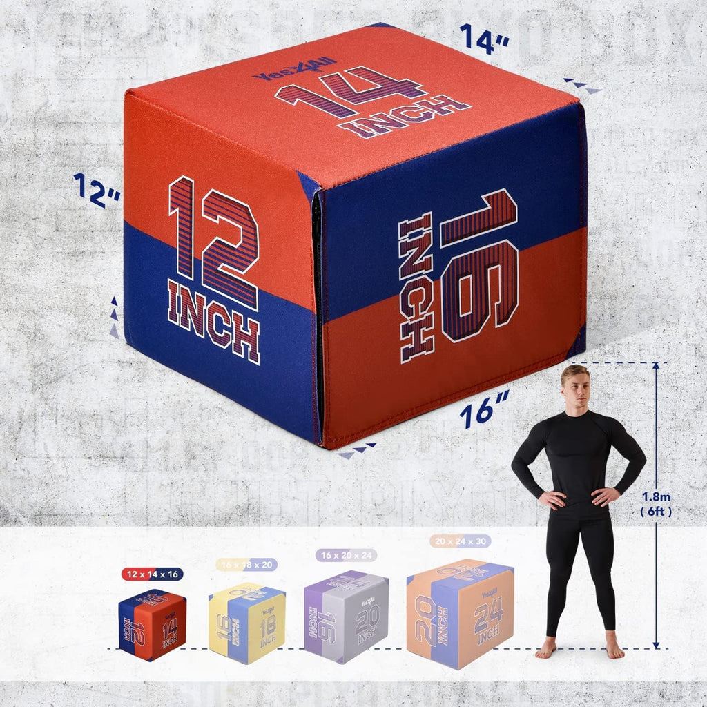 Yes4All 3 In 1 Soft Plyo Box Wooden Core, Foam Plyometric Box For Exercise, Plyometric Training, Available In 4 Sizes