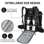 65L Ski Boot Bag,Large Travel Backpack For Women Men, Snowboard Bags,Durable Waterproof 1680D Nylon Padded Ski Boot Backpack For