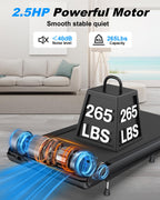 10% Incline Standing Under Desk Walking Pad Treadmill For Indoor Home Office - 2.5Hp Low Noise Running Treadmills With Smart Voi