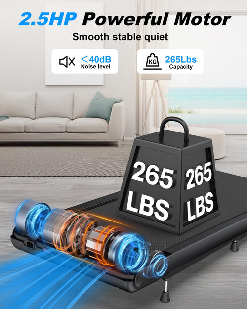 10% Incline Standing Under Desk Walking Pad Treadmill For Indoor Home Office - 2.5Hp Low Noise Running Treadmills With Smart Voi