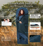 Litume 2 Lbs Sleeping Bag 62?F To 41?F Velvet Lined Lightweight Ultra Comfort For Camping Hiking Traveling Travel, Seamless (C06
