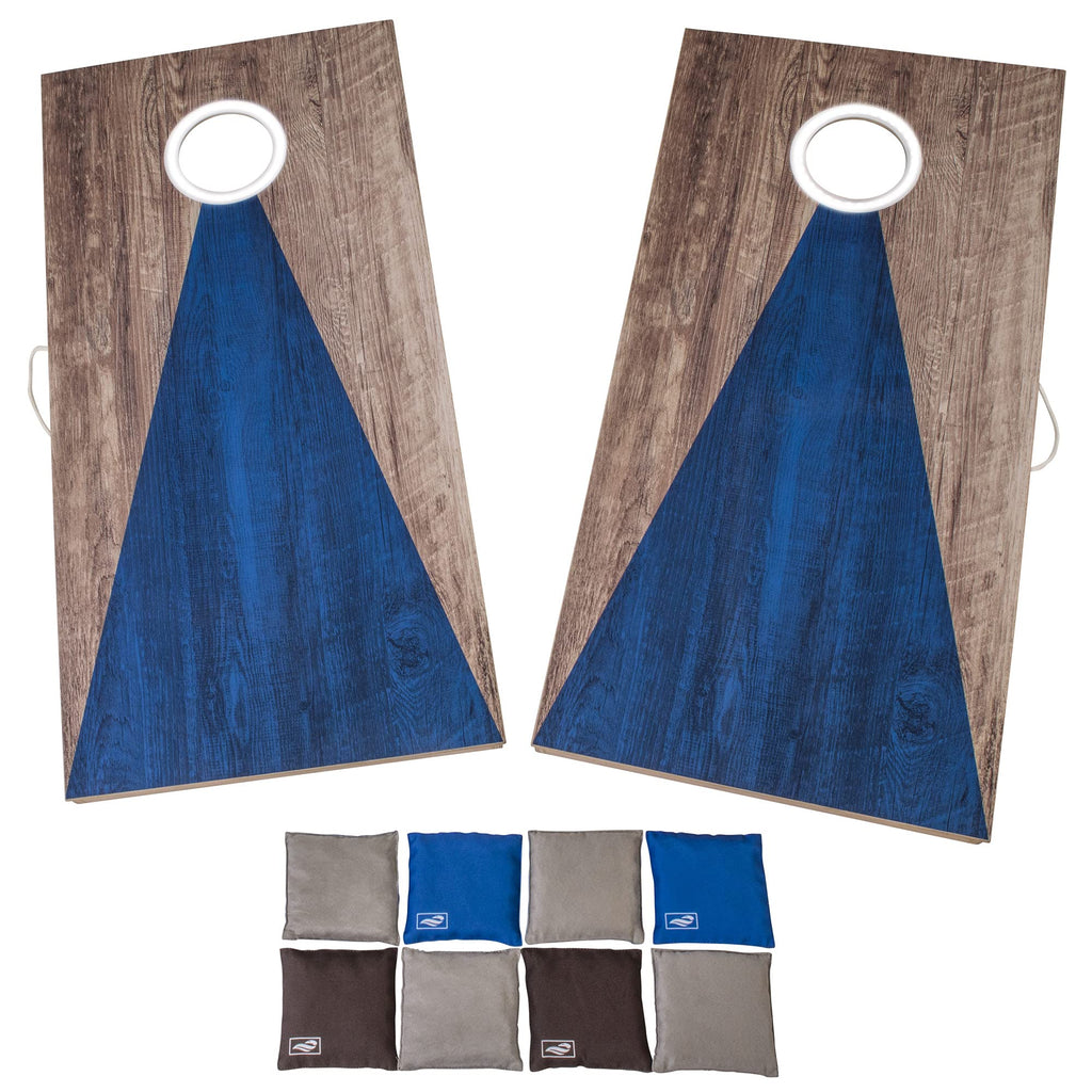 Triumph LED 2x4 Blue/Grey Cornhole Set - Regulation Light-Up Bag Toss Boards with 8 Weather-Resistant Bean Bags - Durable All-Wo
