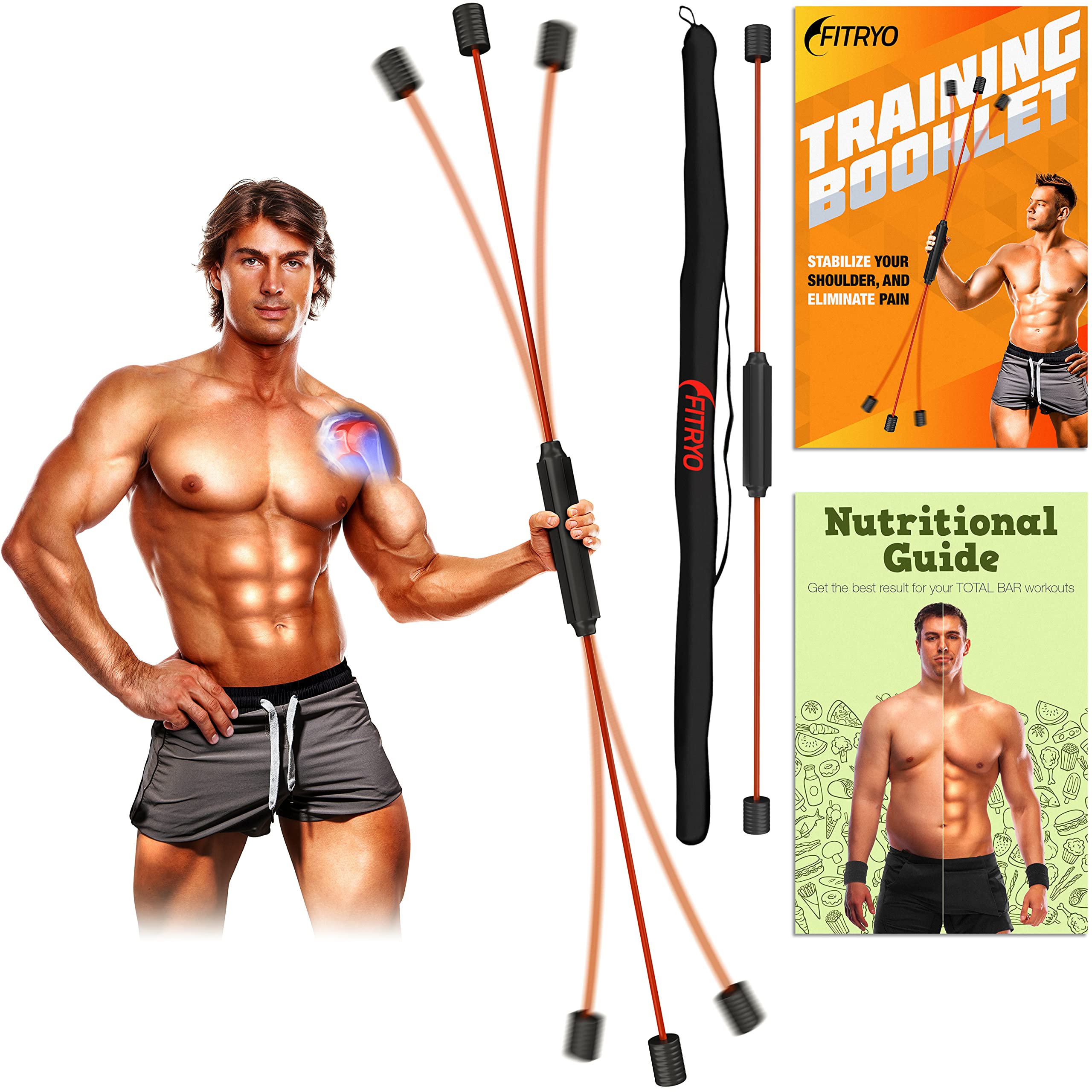 Fitryo Flex Body Bar For Physical Therapy & Rotator Cuff Relief - Shoulder Rehabilitation Tube For Baseball & Exercise Stick - M
