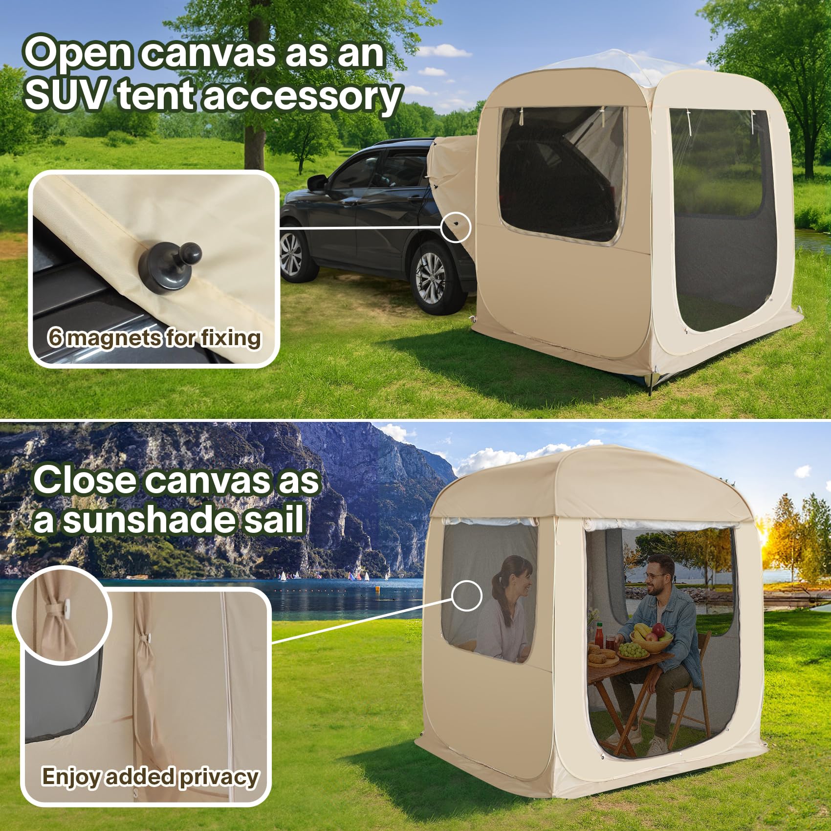 Alvantor Pop Up Screen House, 4 In 1 Outdoor Camping Tent,6'X6'Screen Room With Mosquito Netting &Waterproof Pvc, Pvc Clear Top