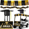 Teyva Daily 4 Pcs Graduation Golf Cart Decoration Kit Golf Car Accessories Inflatable Graduation Cap Foil Curtains Tinsel Garlan