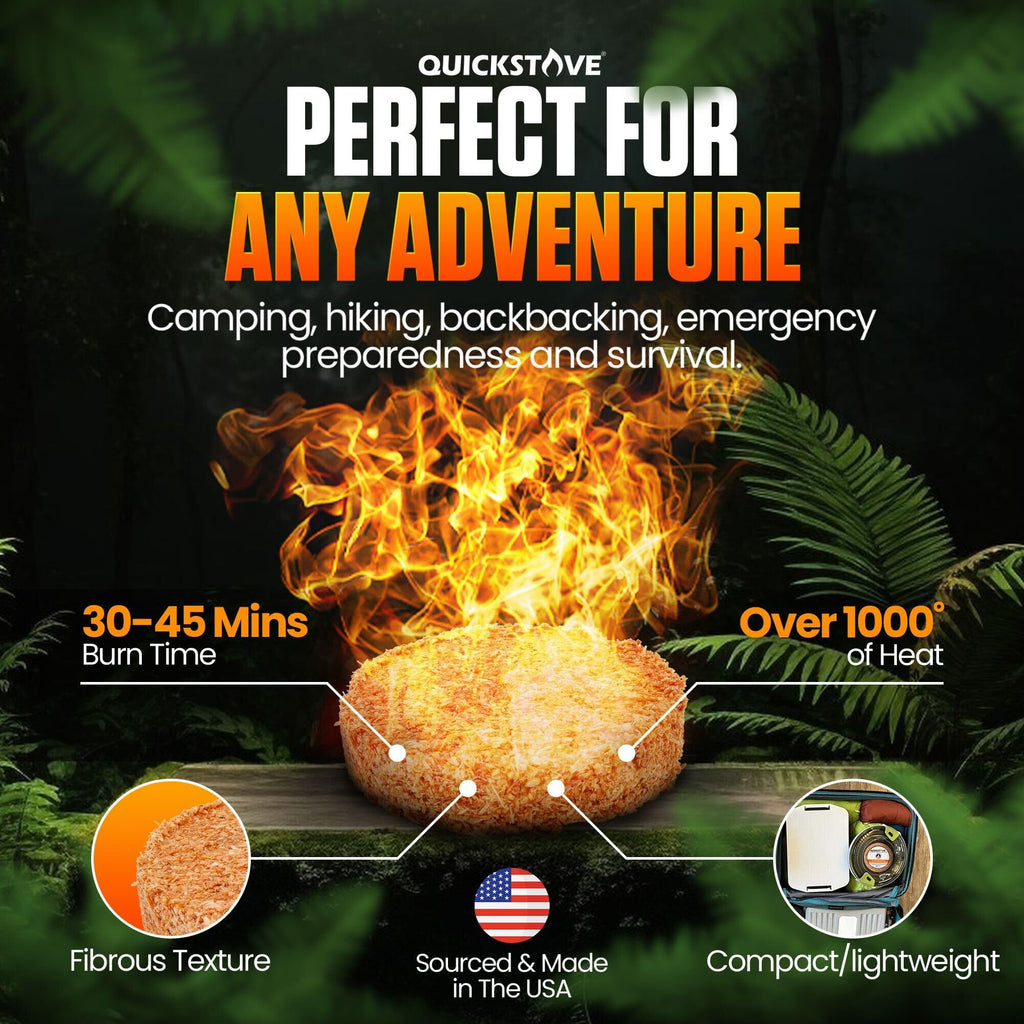 Quickstove Portable Stove With 2 Fire Starters, Lightweight Stainless Steel Wood Burning Stove For Emergency Preparedness, Survi