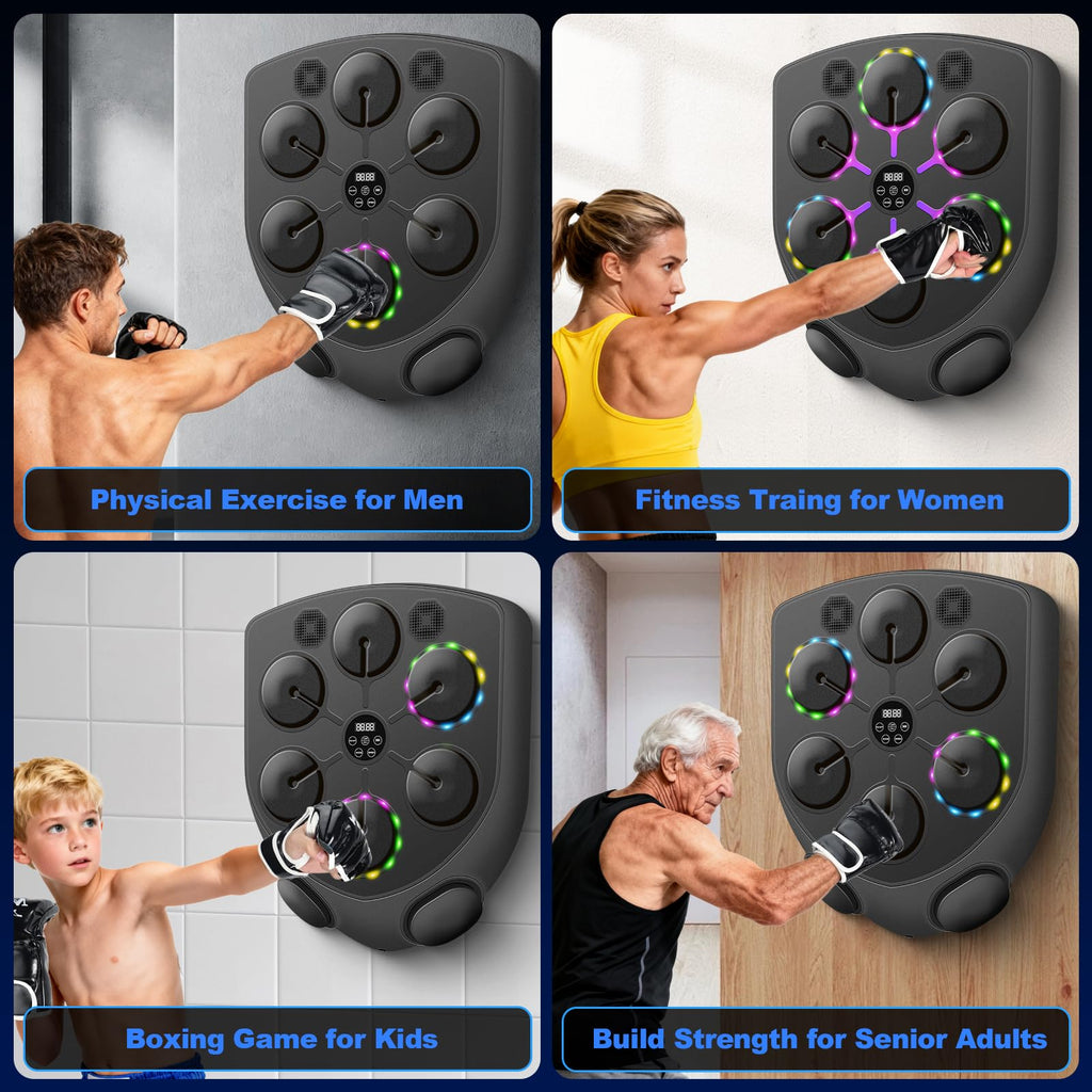 JUOIFIP Music Boxing Machine,Smart Boxing Machine for Adults with Boxing Gloves,9 Modes & 9 Speeds Wall Mounted Music Punching M
