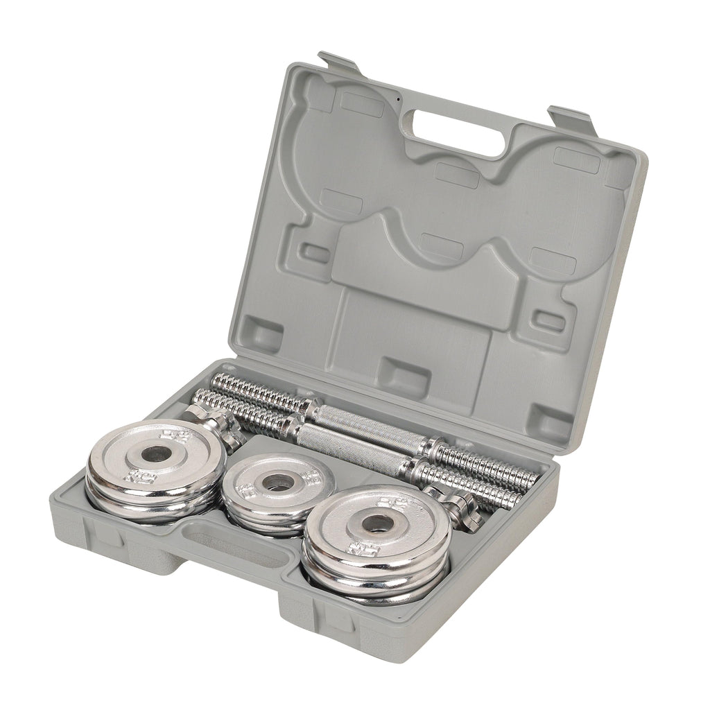Sunny Health & Fitness 33Lb Chrome Dumbbell Set W/ Carry Case - No. 014